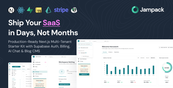 Jampack – Next.js SaaS Starter Kit | Multi-Tenancy with Supabase Auth, Billing, AI Chat Blog CMS
