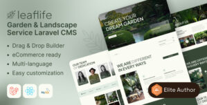 LeafLife – Garden Landscape Service Laravel CMS With Live Page Builder
