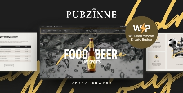 Pubzinne – Sports Bar Pub WordPress Theme + Online Store