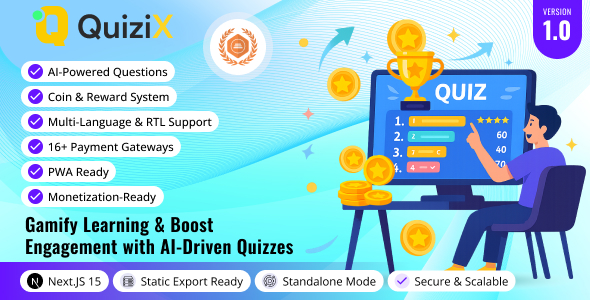 QuiziX – AI Quiz Trivia Game | Laravel + Next.js Gamified Quiz Platform