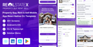 RealStateX – Property Buy, Rent Sell Classified React Native Mobile App Template