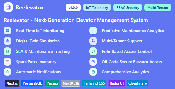 Reelevator – Next-Generation Multi-Tenant Lift Elevator Management System | Next.js, PostgreSQL