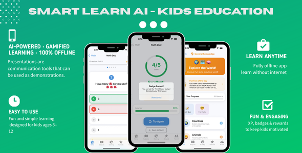 SmartLearn AI — Kids Education App with Adaptive Learning, Gamification Drawing | iOS SwiftUI