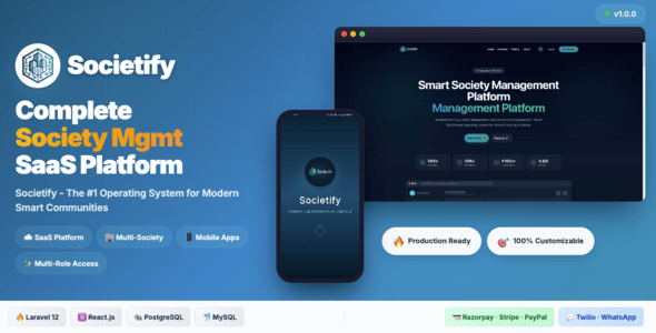 Societify | Society Apartment Management SaaS With Flutter Mobile App