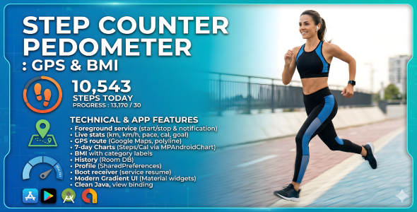 Step Counter – Pedometer, GPS Route, BMI Charts (Android)