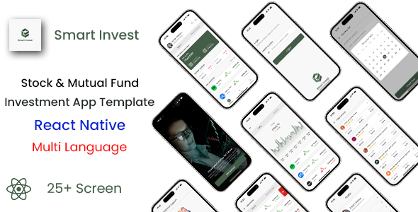 Stock Mutual Fund Investment App Template in React Native | Smart Invest | Multi Language