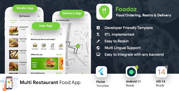 7 App Template| Food Ordering | Food Delivery | Multi Restaurant Food Order Management App| Foodoz
