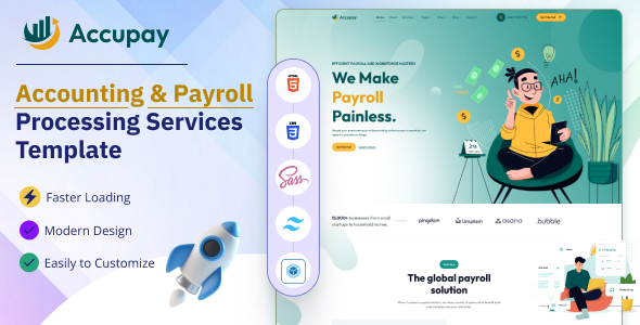 Accupay – Accounting Payroll Processing Services HTML Tailwind CSS Template