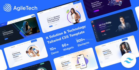AgileTech – Tailwind CSS Multipurpose IT Solutions Technology Template