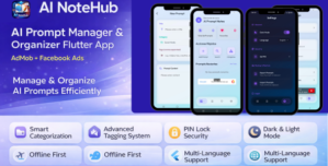 AI NoteHub – Ultimate AI Prompt Manager Organizer Flutter App (AdMob + Facebook Ads)