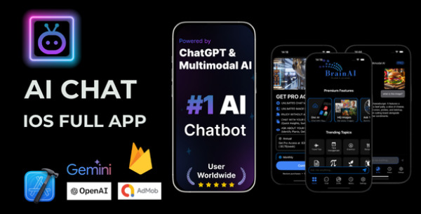 BrainAI – AI Chat Powered by OpenAI (ChatGPT), GPT4o Google AI | IOS Native SwiftUI Source Code