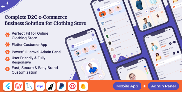 DressyLane – D2C Clothing Store Mobile App with Flutter Laravel Backend with Admin Panel (Android/