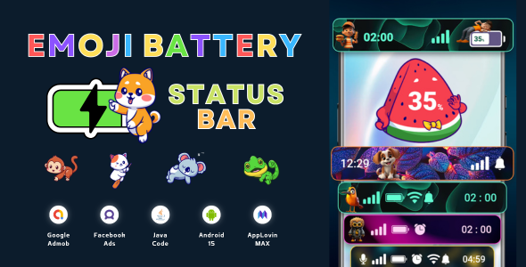 Emoji Battery Status Bar with AdMob Ads Android