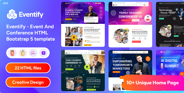 Eventify – Event Conference HTML Bootstrap 5 template