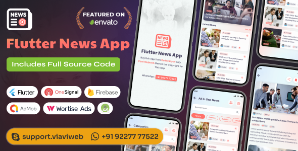 Flutter News App – Android iOS with Admin Panel