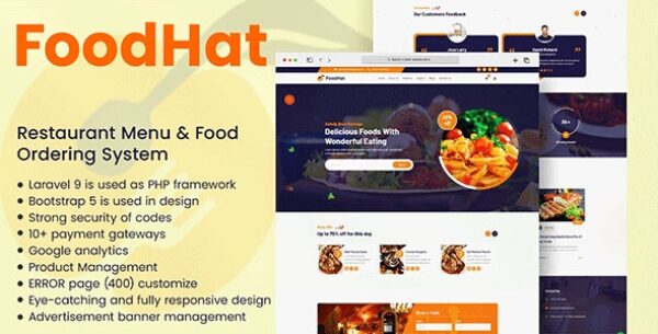FoodHat – Restaurant Menu Food Ordering System
