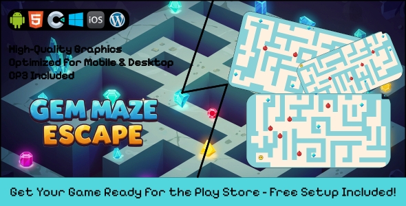 Gem Maze Escape – Construct 3 Game (HTML5, AdMob, C3P)