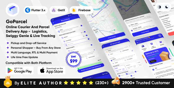 GoParcel – Online Courier Parcel Delivery App – Buy Anything from Store Flutter Complete Solution