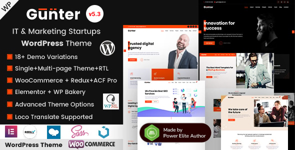 Gunter – IT Company SEO Marketing Portfolio WordPress Theme