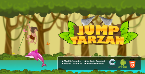 Jump Tarzan Game: Arcade Platformer Game (HTML5 Android) | Construct 3