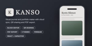 Kanso | Visual Journal and Portfolio Maker With Block Editor, QR Sharing and PDF Export – React