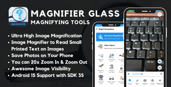 Magnifier Glass Magnifying Flash with AdMob Ads Android