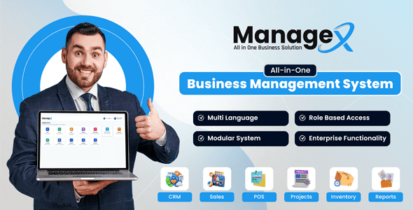 ManageX – Complete Multilingual Business Management System | CRM, Sales, POS, Inventory, Projects