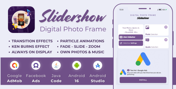 MJ Photo Slideshow with AdMob Facebook Ads Android