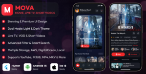 Mova – Movies, Web Series Live TV App | Android, iOS, Web Version | Flutter + Admin Panel