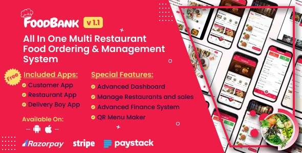 FoodBank Multi Restaurant – Food Delivery App | Restaurant App with Admin Restaurant Panel