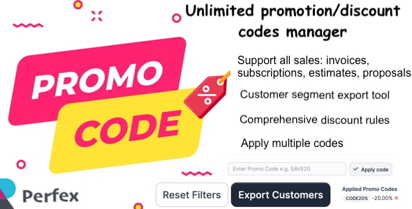Promo Codes Discount Module for Perfex CRM with Client Segment Export