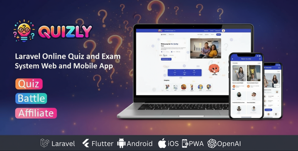Quizly – Laravel online Quiz and Exam System Web and Mobile App