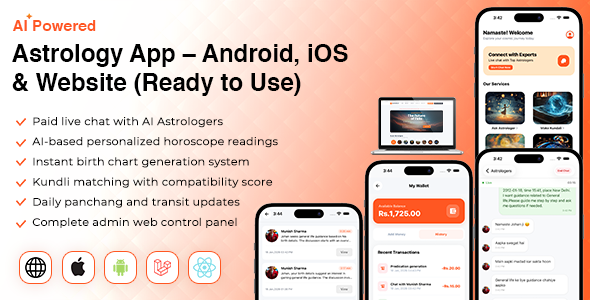 Ready to Use AI Powered Astrology App – Android, iOS, Website Admin Panel