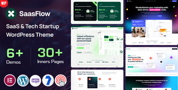 Saasflow – SaaS Tech Startup WordPress Theme