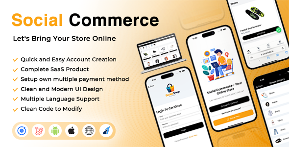 Social Commerce – SaaS Script for Small Sellers Social Media Store Owners -Android | ios | Laravel