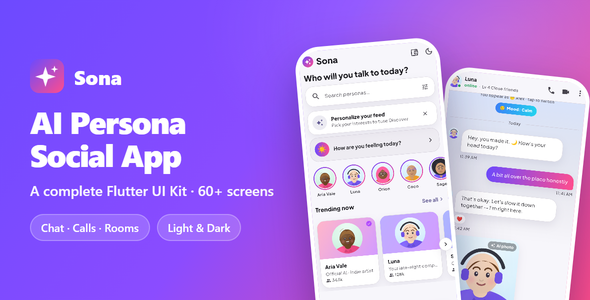 Sona | AI Persona Chat and Companion App – Flutter UI Kit