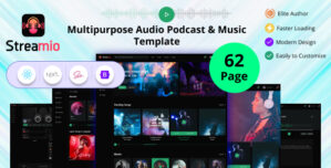 Streamio – Multipurpose Audio Podcast Music React Next JS Template