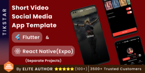 TikStar – Short Video Social Media App UI Template (Flutter React Native Expo)