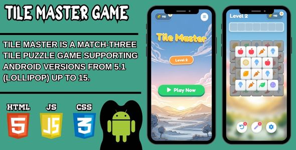 Tile Master: Match 3 Web Game (HTML5/CSS/JS) – Clean Performance Optimized