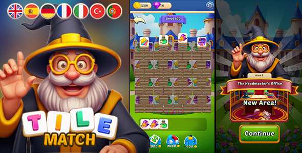 Tile Match: Wizarding School – 100 LEVEL(+Level Editor) – HTML Game – Construct 3 – C3P