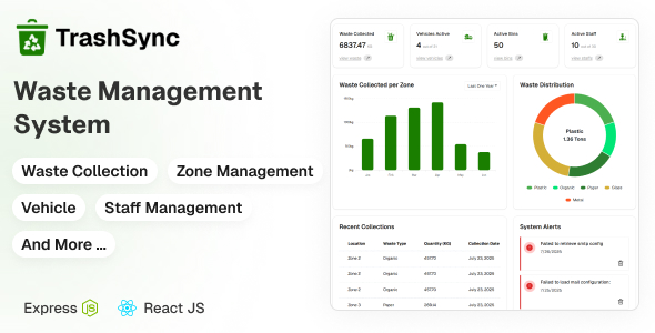 TrashSync – Waste Collection Management System with Express.js REST API React Js