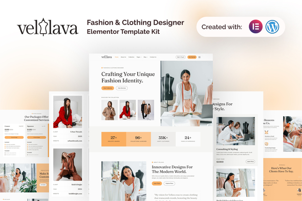 Vellava – Fashion Clothing Designer Elementor Template Kit