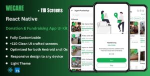Wecare – Donation, Charity, Fundraising React Native CLI App Ui Kit
