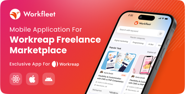 Workfleet – React Native Mobile App for Workreap Theme