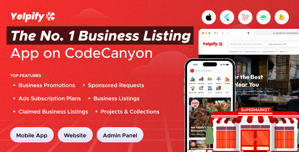 Yelpify – Yelp Clone | The No. 1 Business Listing Flutter app with admin panel and website