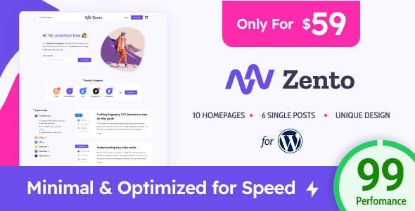 Zento – Modern Lightweight Blog for WordPress