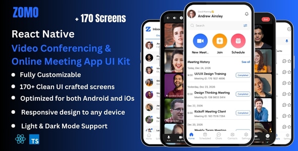 Zomo Pro – Video Conferencing Online Meeting React Native CLI App UI Kit